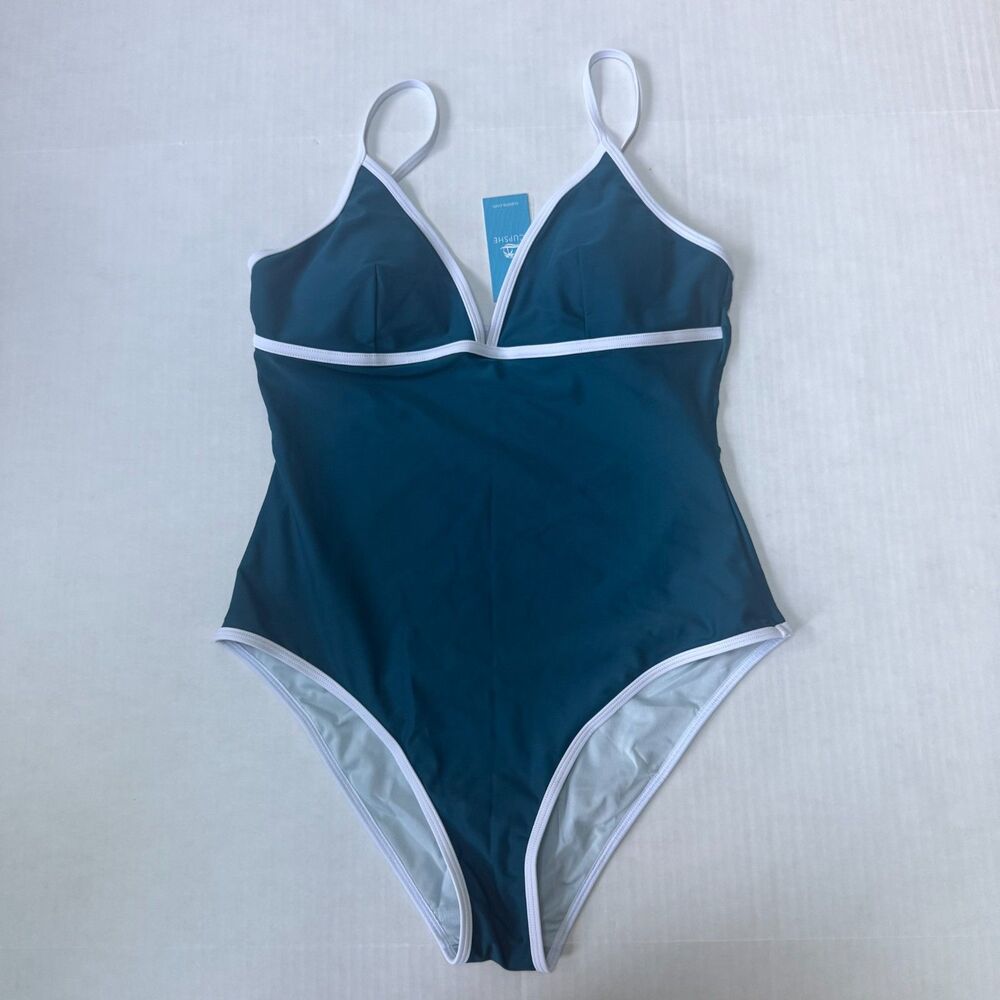Cupshe Swimsuit Women's Size Large Tummy Contouring One Piece Bathing Suit Teal